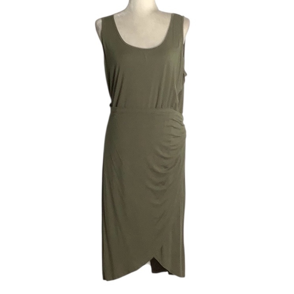 Olive Green Sleeveless Wrap Dress Size 2X In good